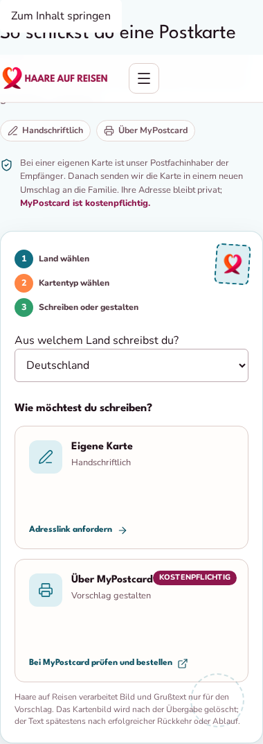 Kartenwege auf einem Smartphone mit untereinander angeordneten Auswahlmöglichkeiten